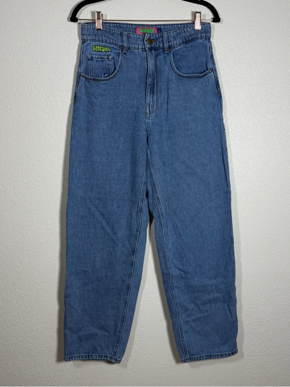 Empyre Tori Billie Wash Straight Jeans High Rise Baggy Wide Leg Sz 7 Streetwear